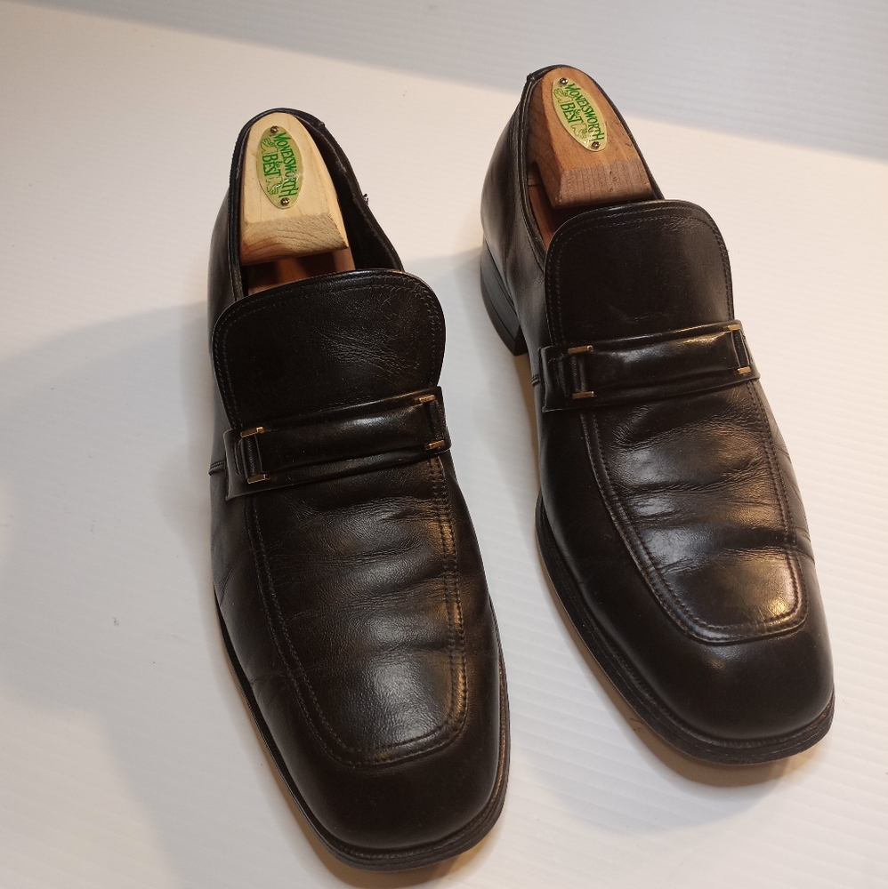 Vintage Florsheim Leather Loafers Size 9 E Black